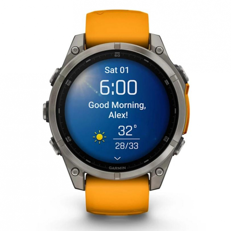 fenix 8 – 47 mm, AMOLED Sapphire, Titanium with Spark orange/graphite silicone band (010-02904-11)