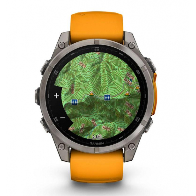 fenix 8 – 47 mm, AMOLED Sapphire, Titanium with Spark orange/graphite silicone band (010-02904-11)