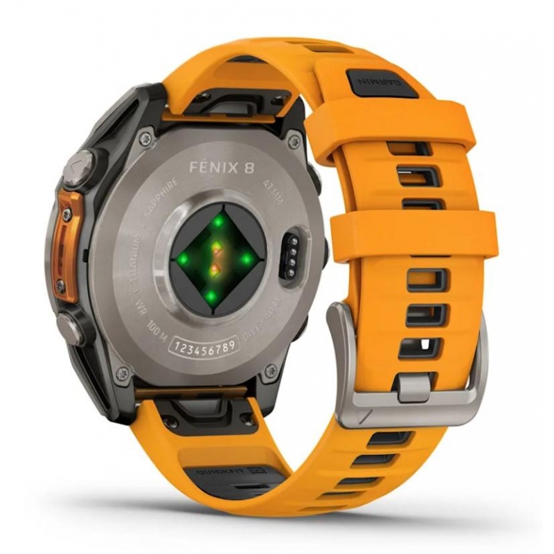 fenix 8 – 47 mm, AMOLED Sapphire, Titanium with Spark orange/graphite silicone band (010-02904-11)