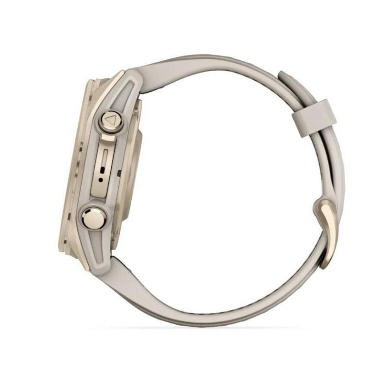 fenix 8 – 43 mm, AMOLED Sapphire, Soft Gold with Fog grey/dark sandstone silicone band (010-02903-11)