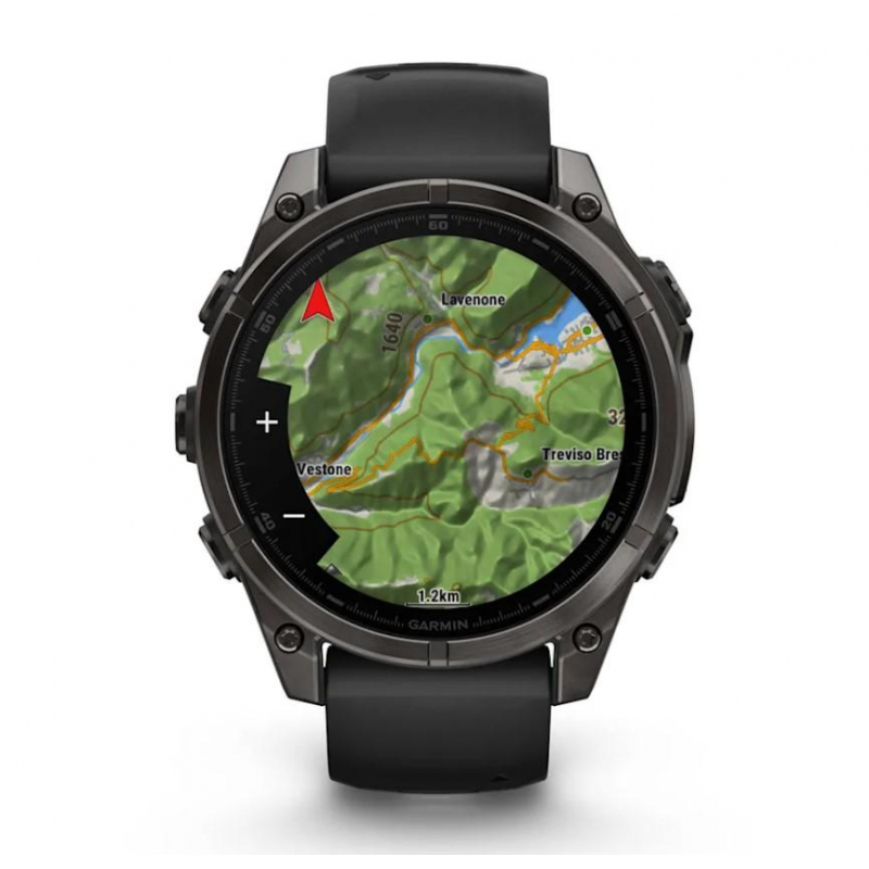 fenix 8 – 47 mm, AMOLED Sapphire, Carbon grey DLC titanium with Black/pebble grey silicone band (010-02904-21)