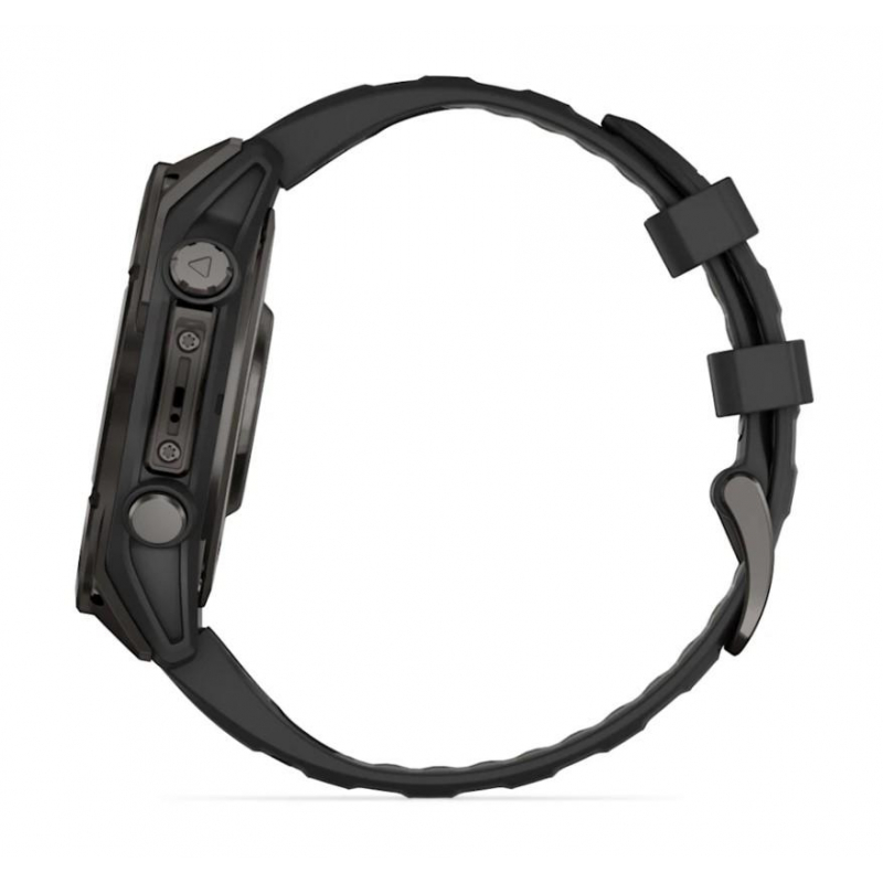 fenix 8 – 47 mm, AMOLED Sapphire, Carbon grey DLC titanium with Black/pebble grey silicone band (010-02904-21)