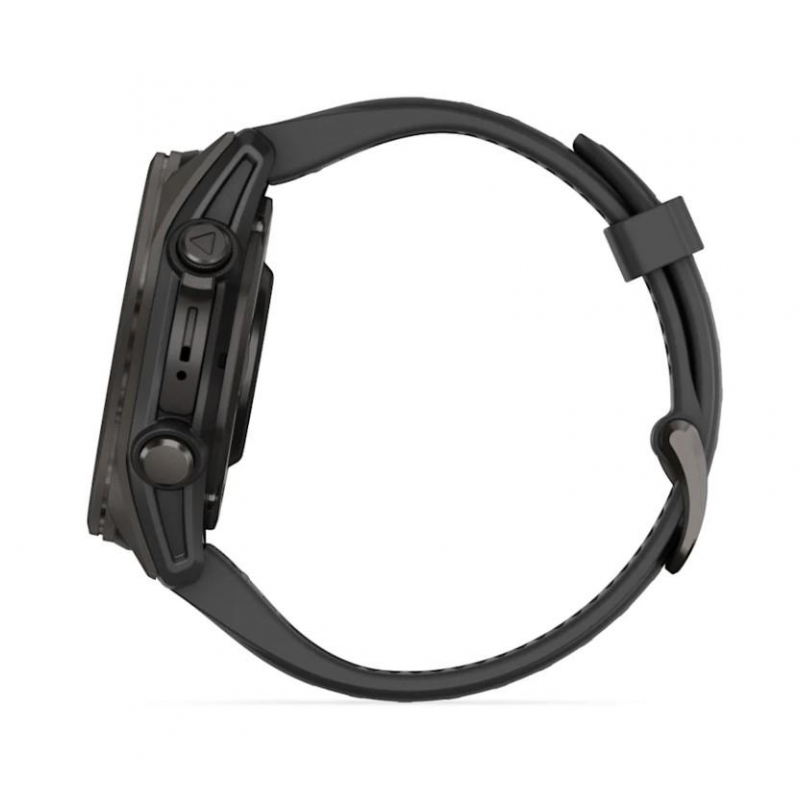 fenix 8 – 43 mm, AMOLED Sapphire, Carbon grey DLC titanium with Black/pebble grey silicone band (010-02903-21)