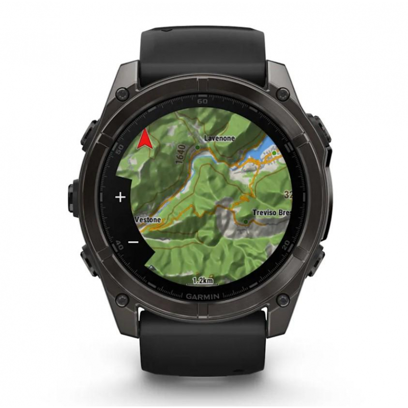 fenix 8 – 51 mm, AMOLED Sapphire, Carbon grey DLC with Black/pebble grey silicone band (010-02905-21)