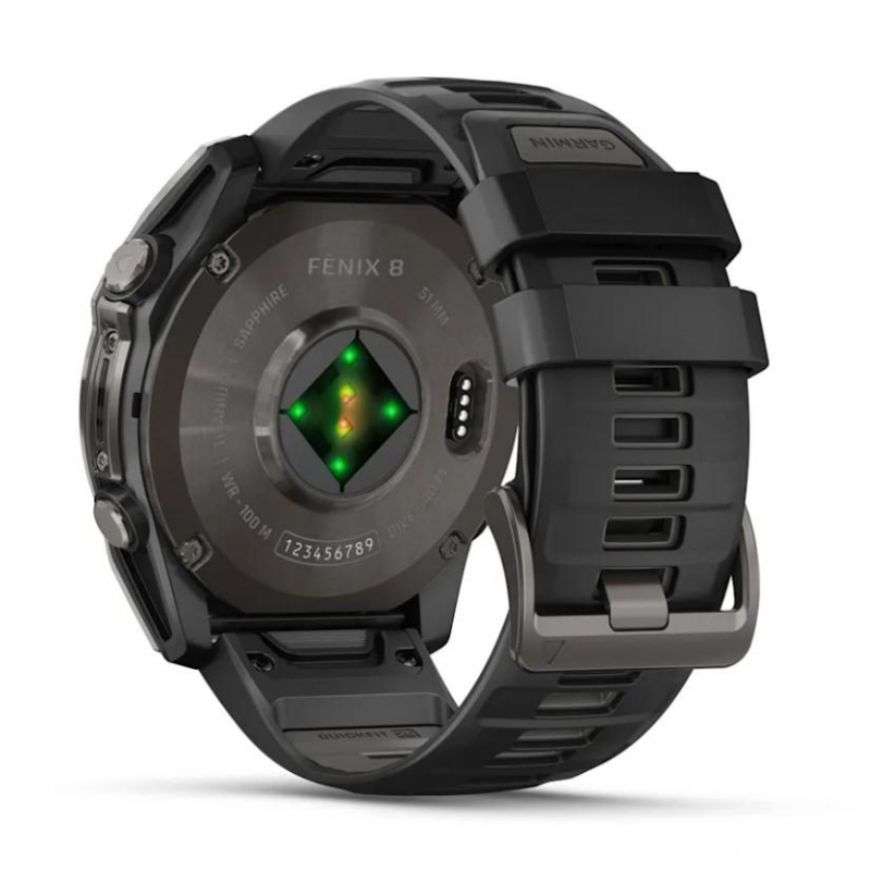 fenix 8 – 51 mm, AMOLED Sapphire, Carbon grey DLC with Black/pebble grey silicone band (010-02905-21)