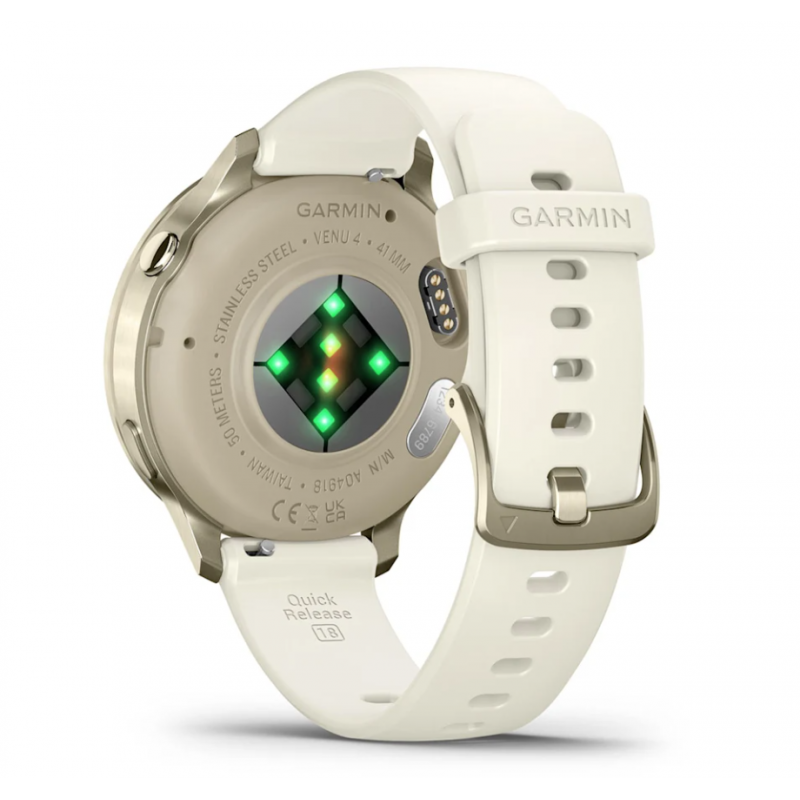 Venu 4 - 41 mm Beige/Lunargold mit Schnellwechsel-Silikon-Armband 18 mm Bone (010-03013-00)