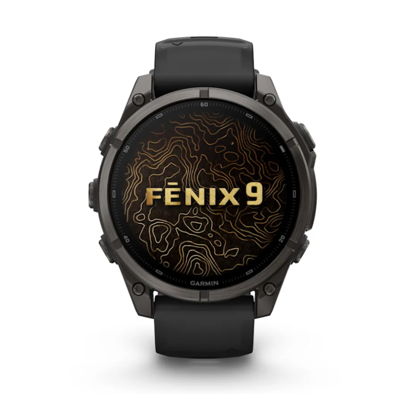 fenix 9 47 mm Titanio DLC Carbon Gray con cinturino in silicone Black (010-04762-11)