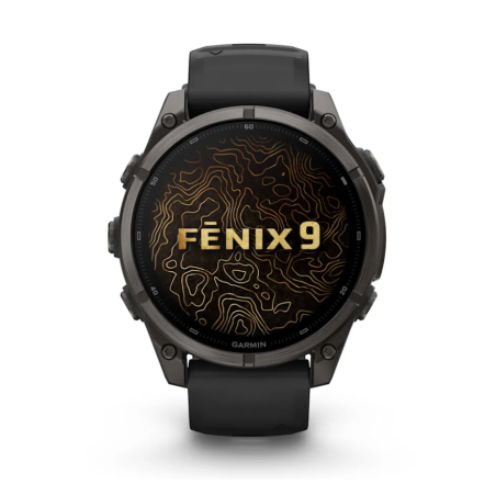 fenix 9 47 mm Titanio DLC Carbon Gray con cinturino in silicone Black (010-04762-11)