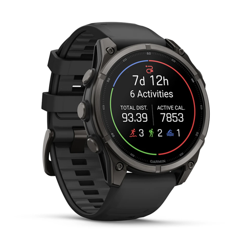 fenix 9 47 mm Titanio DLC Carbon Gray con cinturino in silicone Black (010-04762-11)