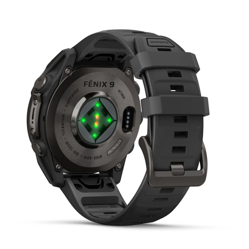 fenix 9 47 mm Titanio DLC Carbon Gray con cinturino in silicone Black (010-04762-11)
