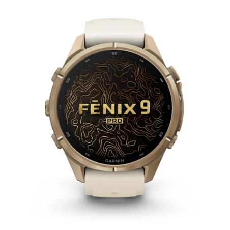fenix 9 Pro 43 mm Titanio Autumn Gold con cinturino in silicone Cream/French Gray (010-04335-21)