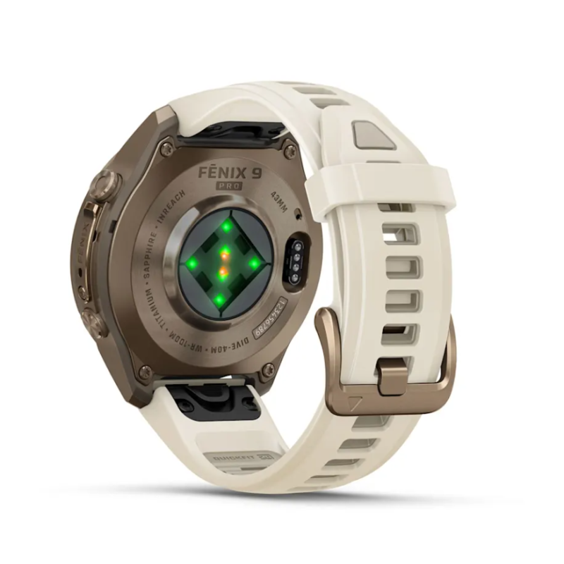 fenix 9 Pro 43 mm Titanio Autumn Gold con cinturino in silicone Cream/French Gray (010-04335-21)