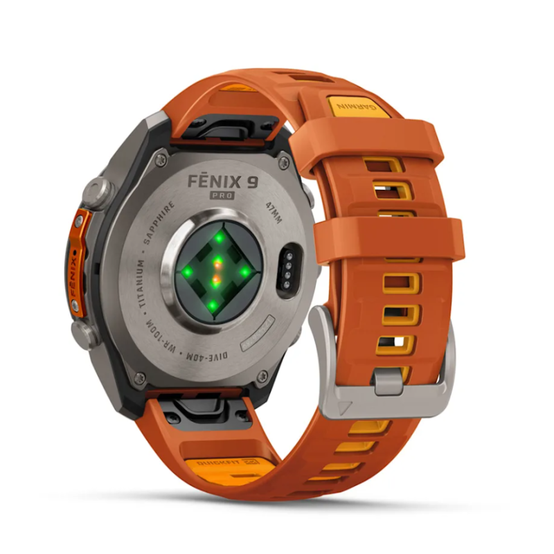 fenix 9 Pro 47 mm Titanio con cinturino in silicone Autumn Orange/Spark Orange (010-04336-01)