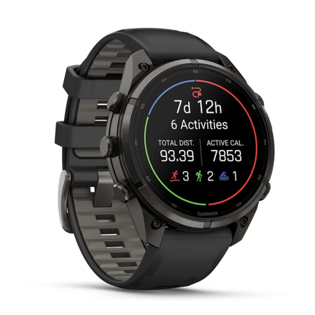 fenix 9 Pro 47 mm Titanio DLC Carbon Gray con cinturino in silicone Black/Pebble Gray (010-04336-11)